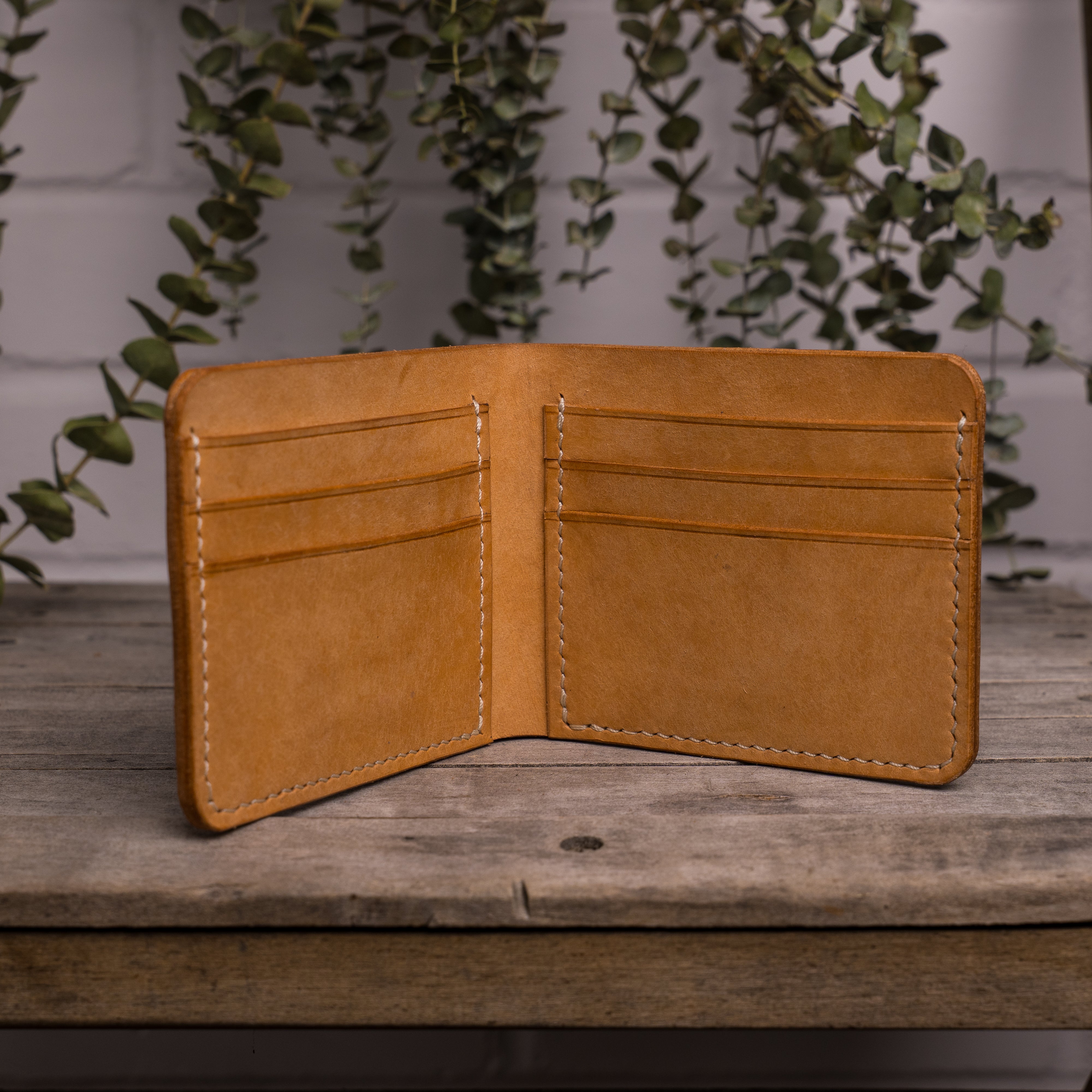 Portefeuille pliable en cuir, fait à la main, maroquinerie autochtones