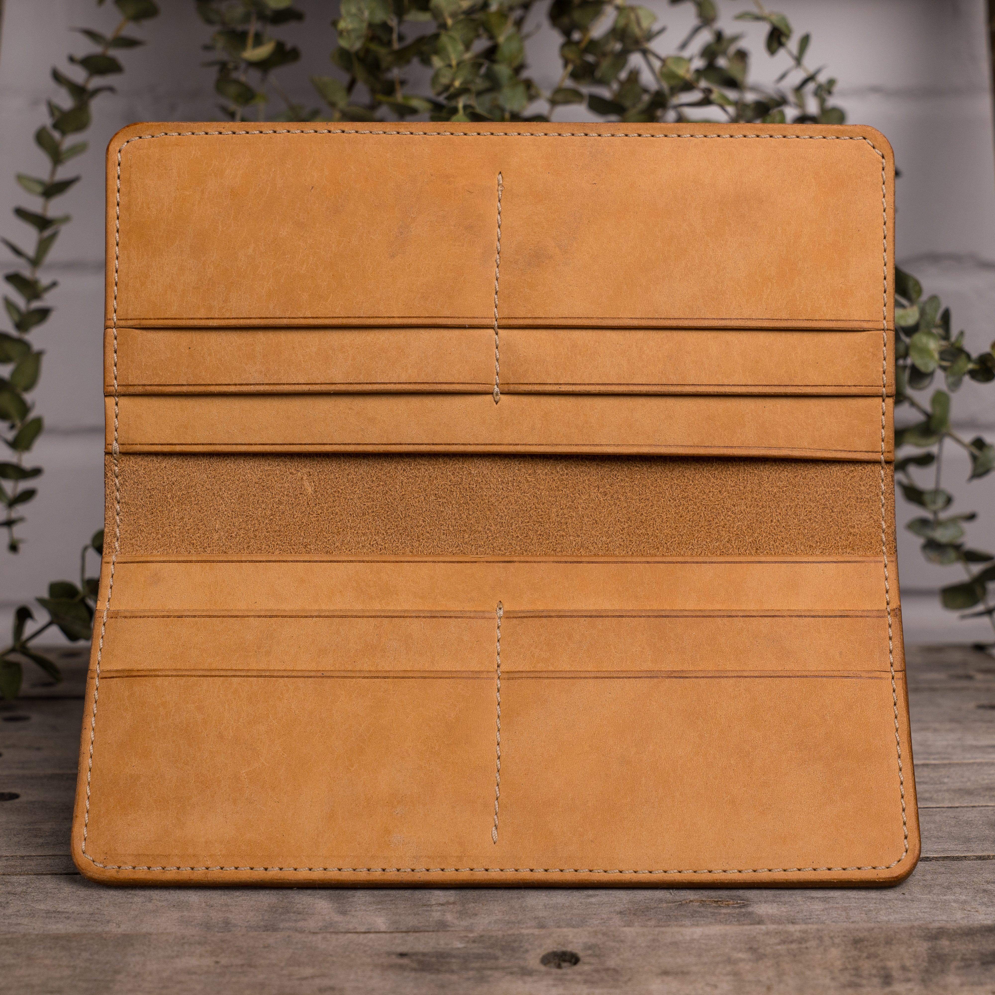 Portefeuille long en cuir, fait à la main, maroquinerie autochtones