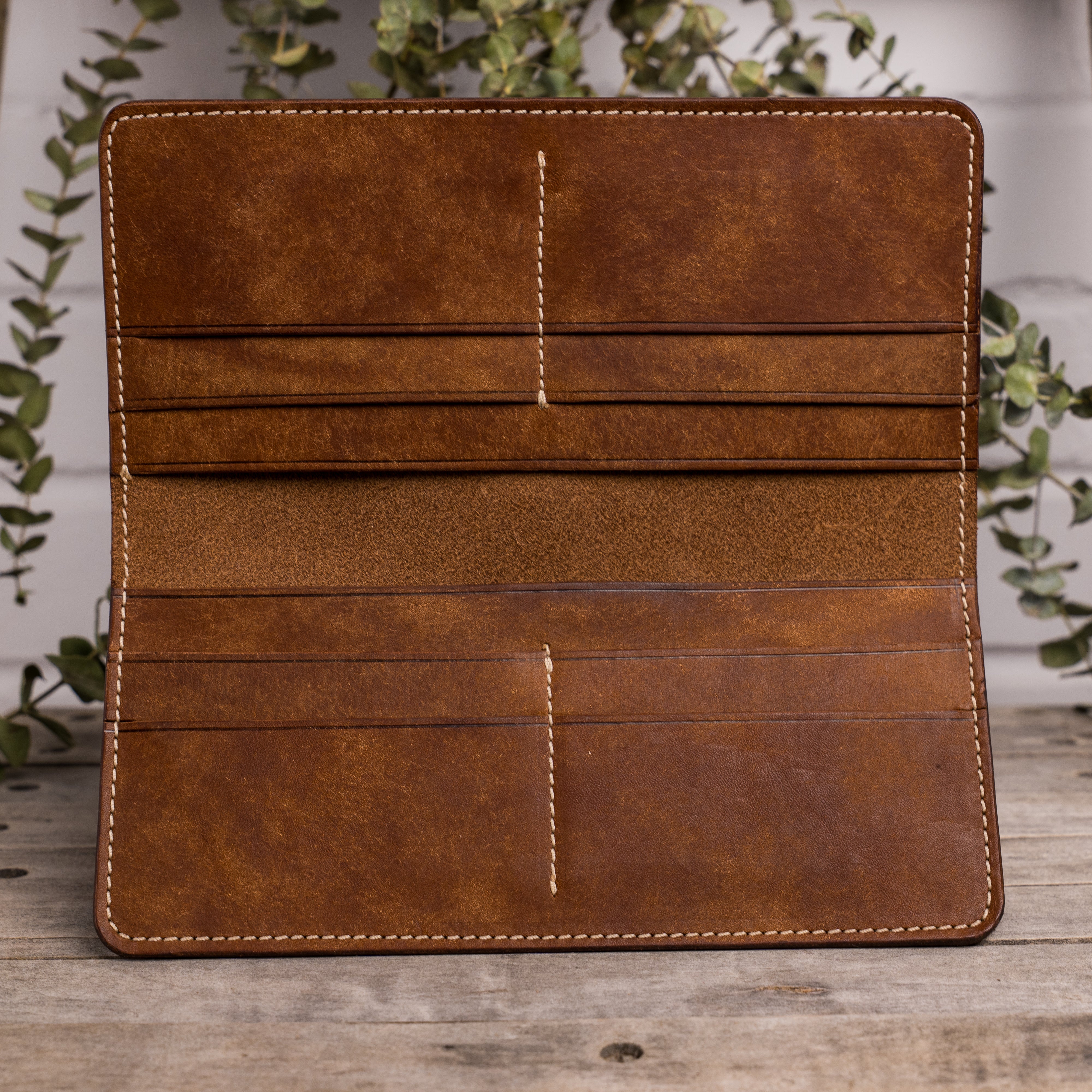 Portefeuille long en cuir, fait à la main, maroquinerie autochtones