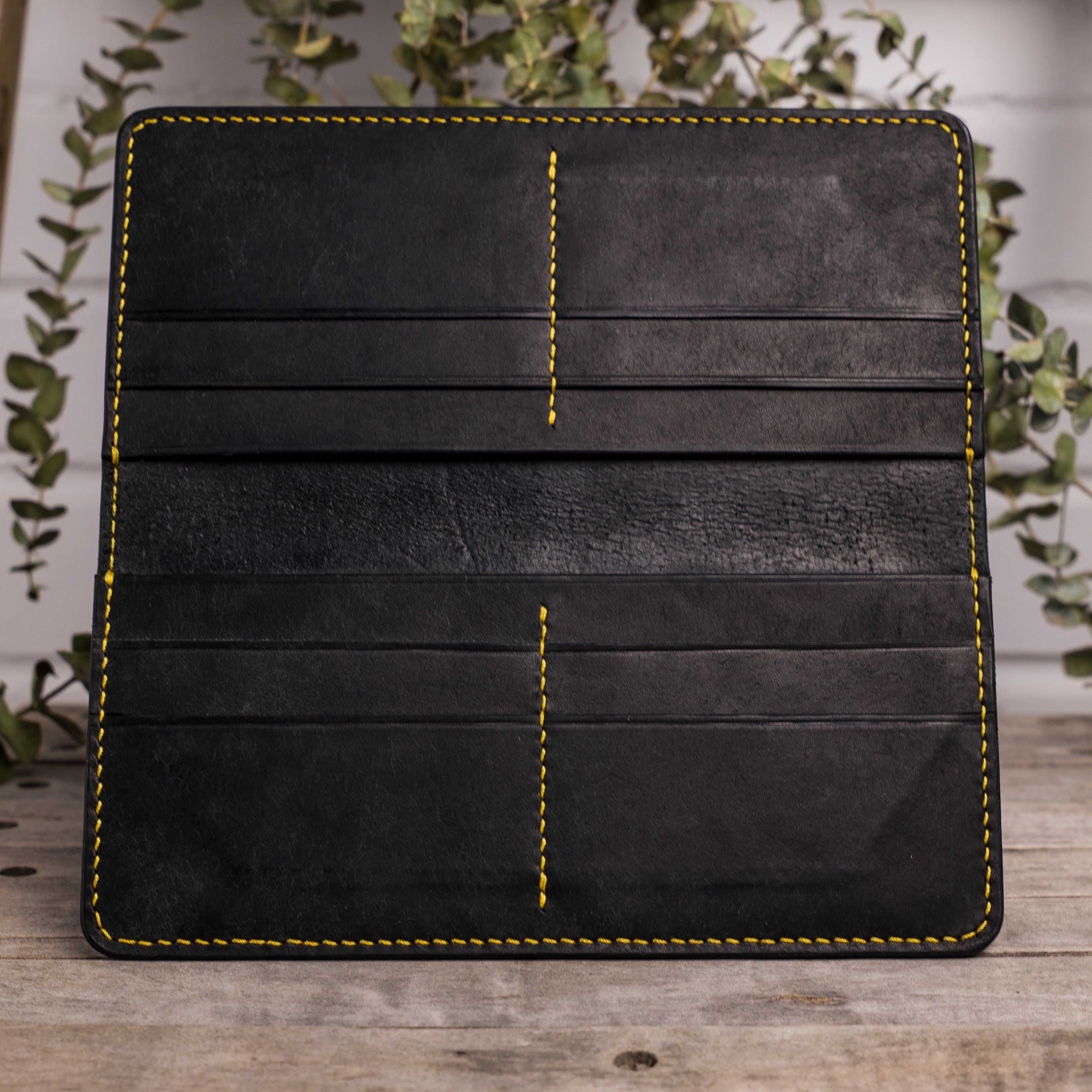 Portefeuille long en cuir, fait à la main, maroquinerie autochtones