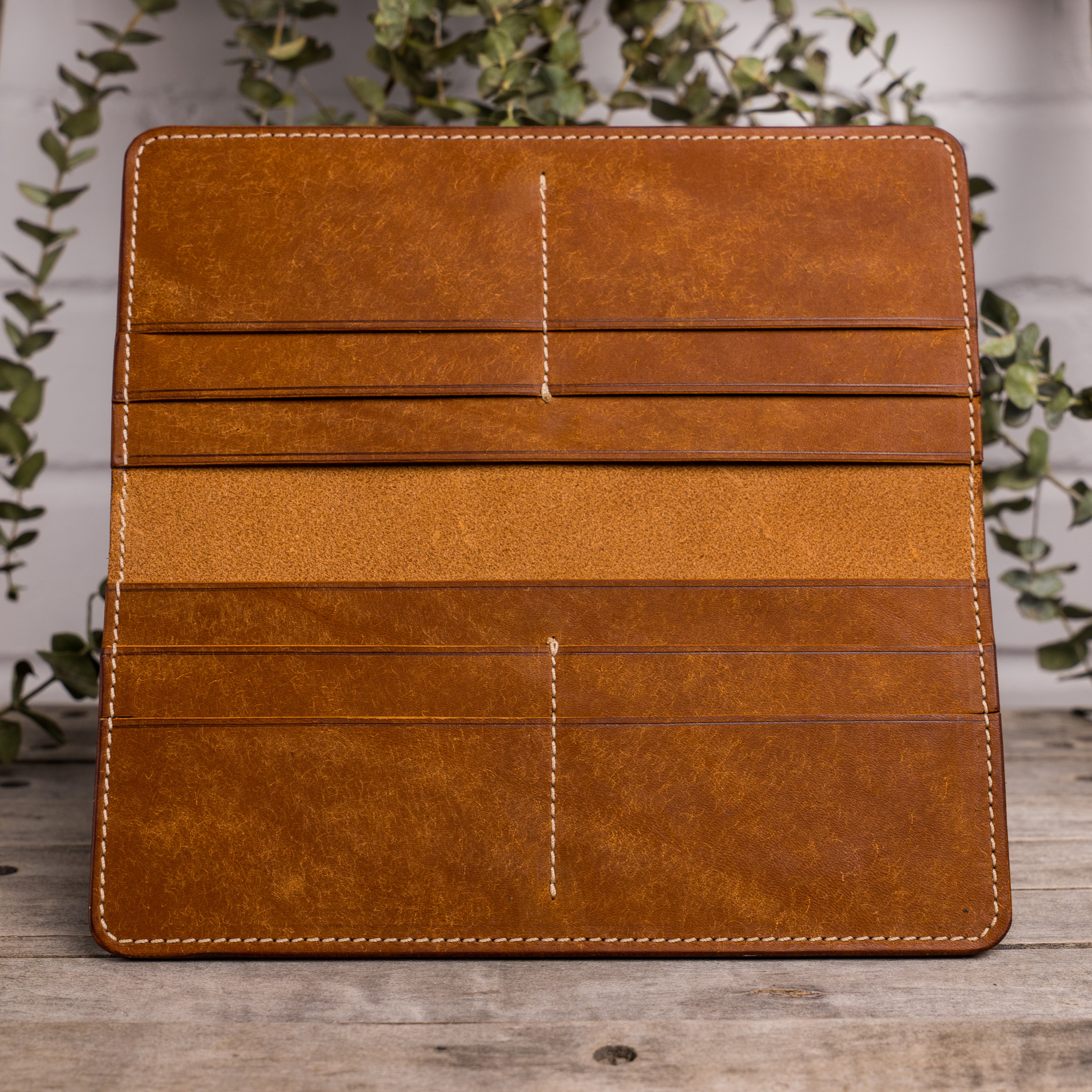 Portefeuille long en cuir, fait à la main, maroquinerie autochtones
