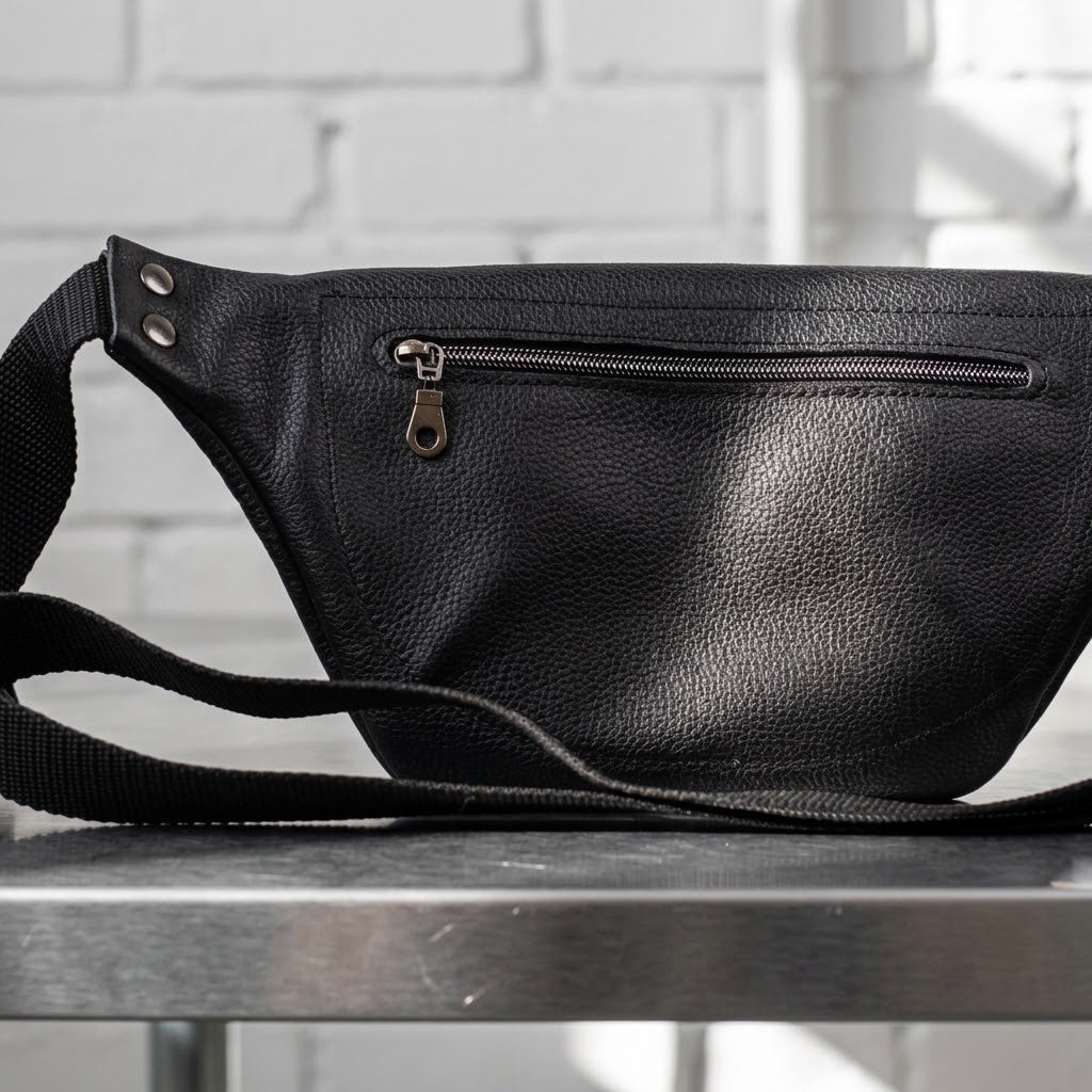 Sac banane en cuir "Nepanan" | Noir Sacs UNISHAM