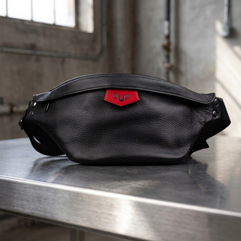 Sac banane en cuir "Nepanan" | Noir Sacs UNISHAM