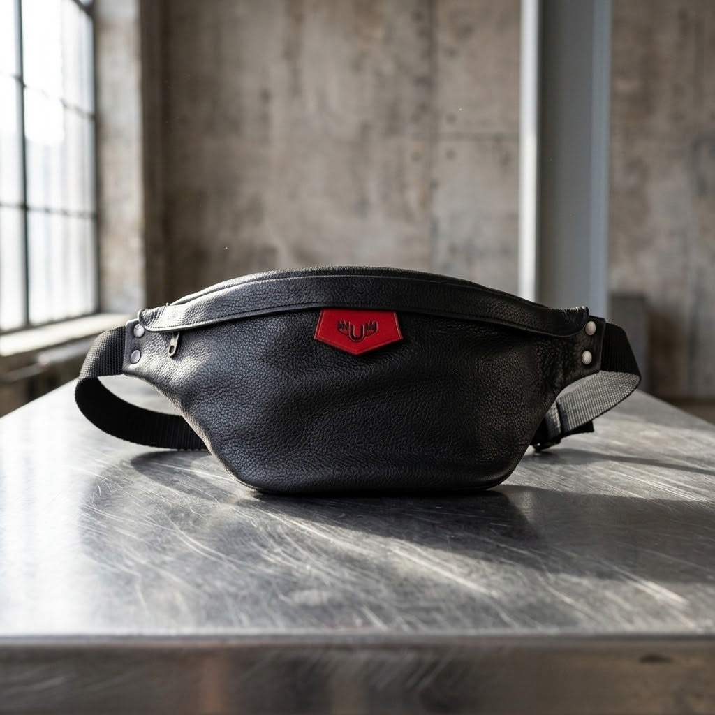 Sac banane en cuir "Nepanan" | Noir Sacs UNISHAM