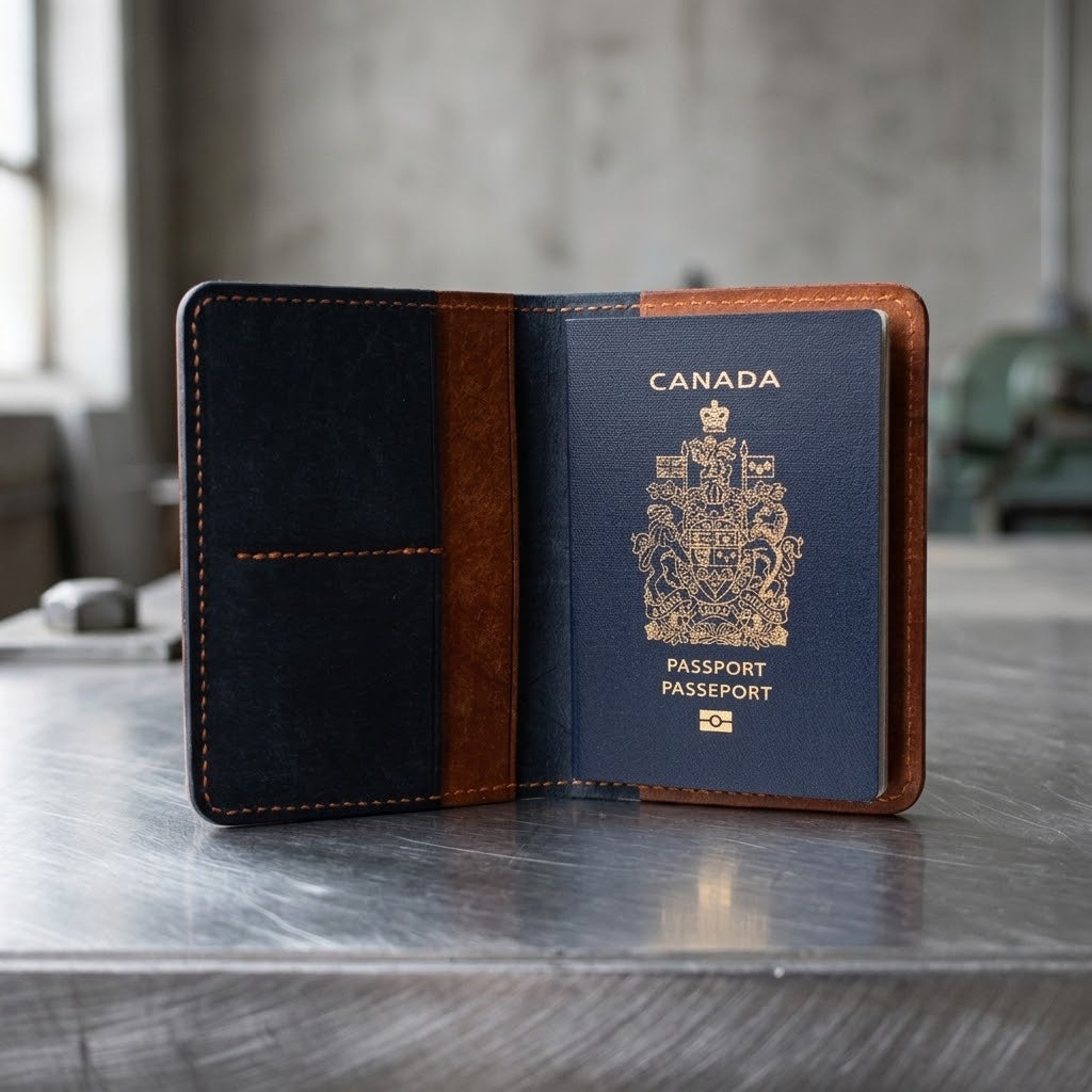 Porte Passeport en cuir "Pushu" | Navy & Cognac Accessoires UNISHAM