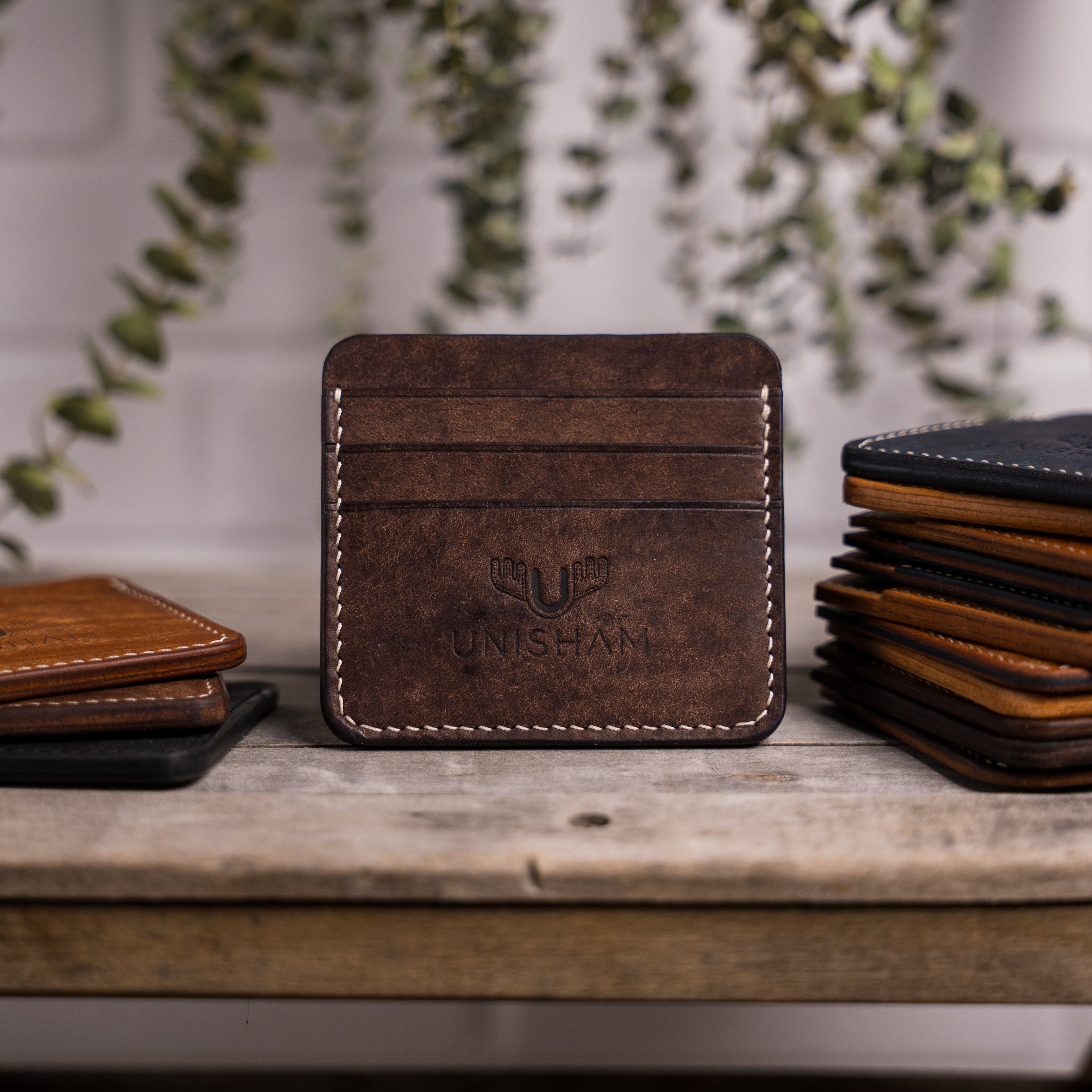 Porte-carte en cuir fait main - Unisham