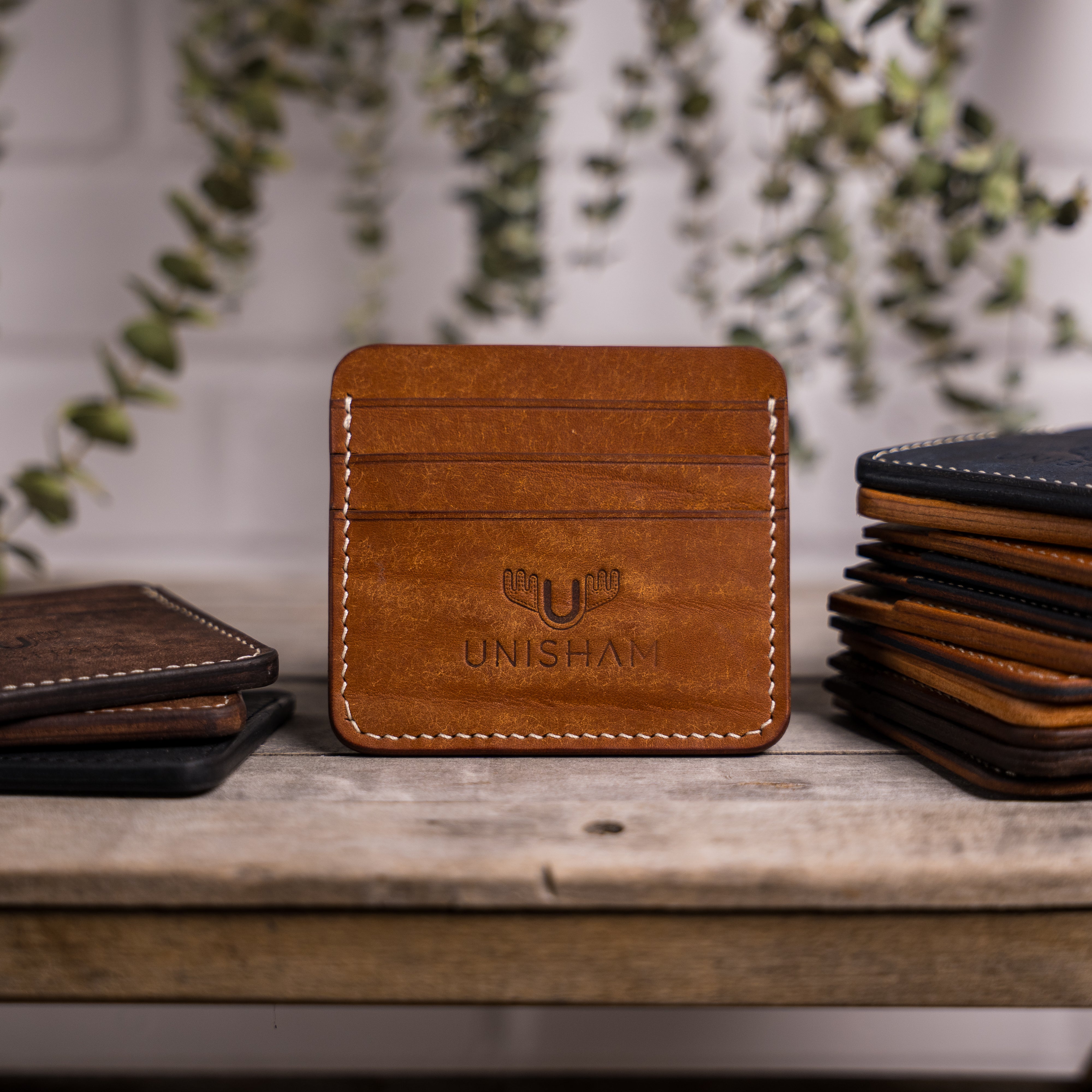 Porte-carte en cuir fait main - Unisham