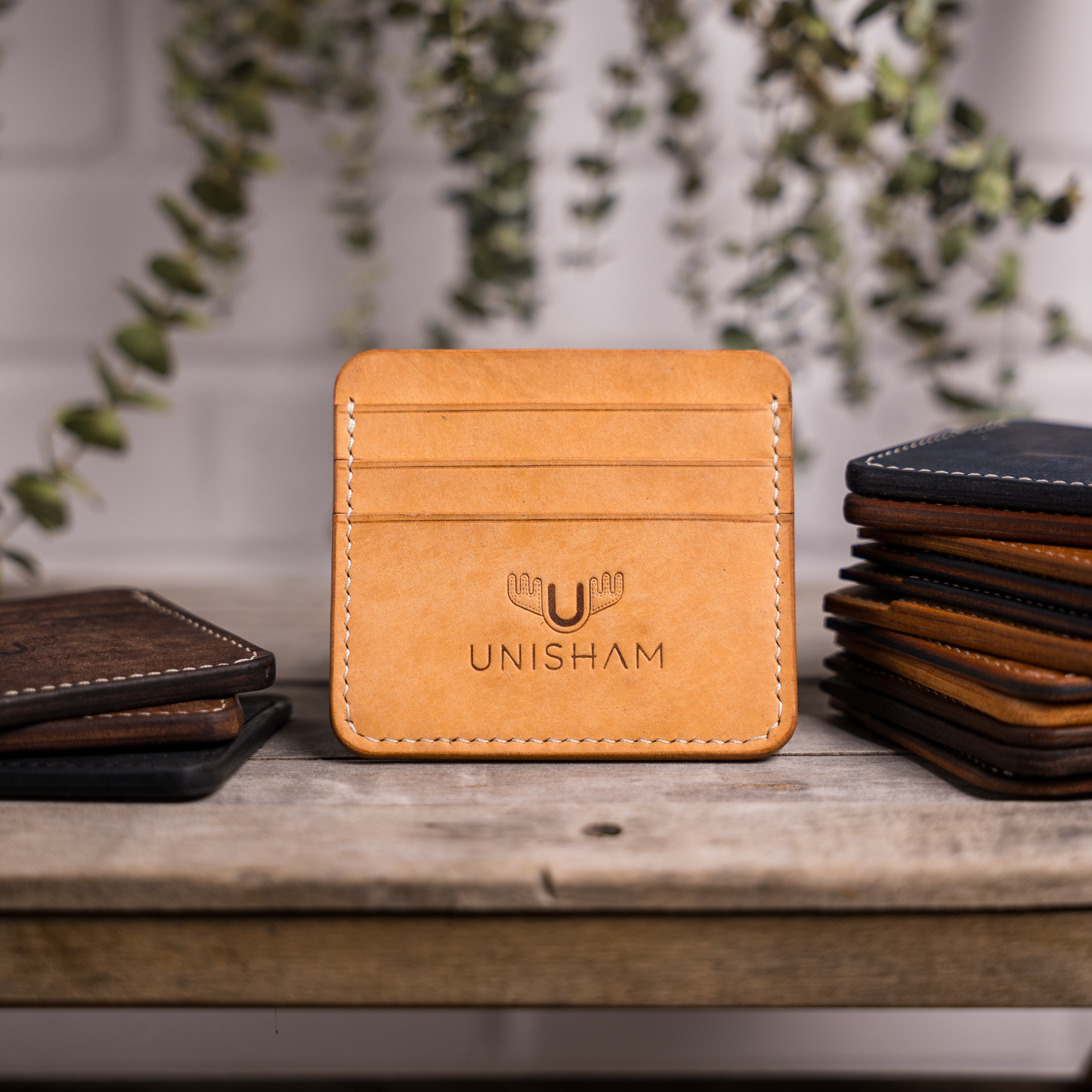 Porte-carte en cuir fait main - Unisham