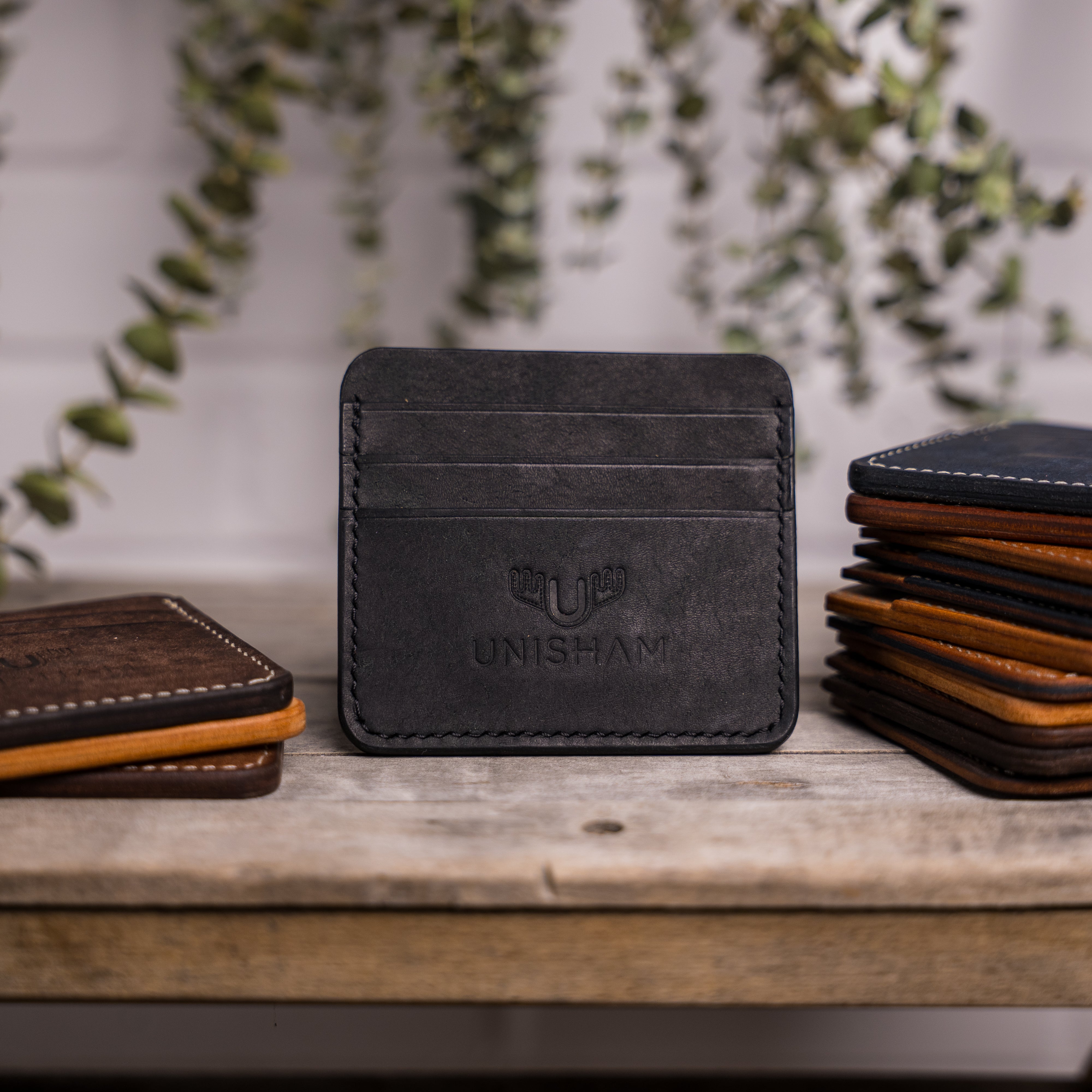 Porte-carte en cuir fait main - Unisham