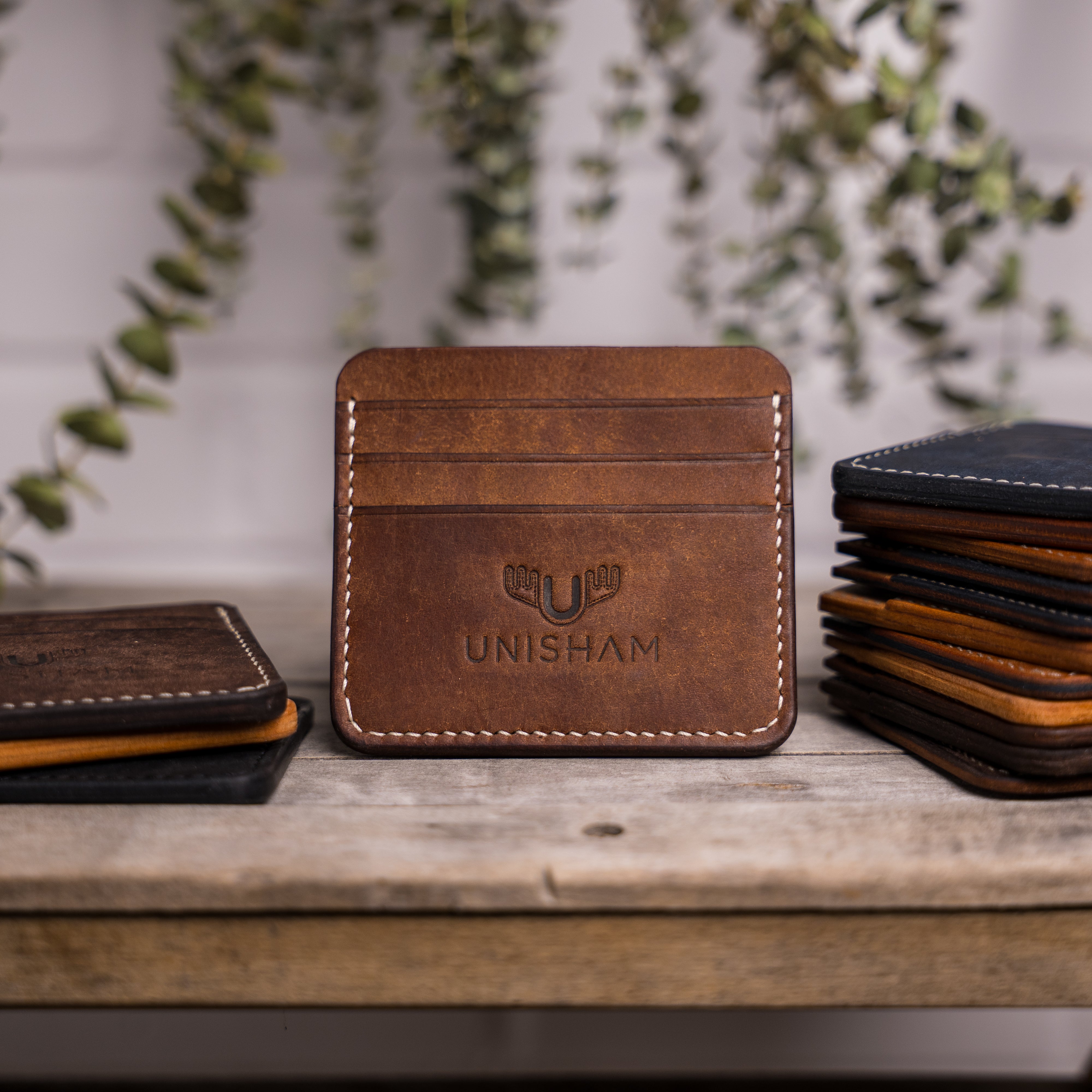 Porte-carte en cuir fait main - Unisham