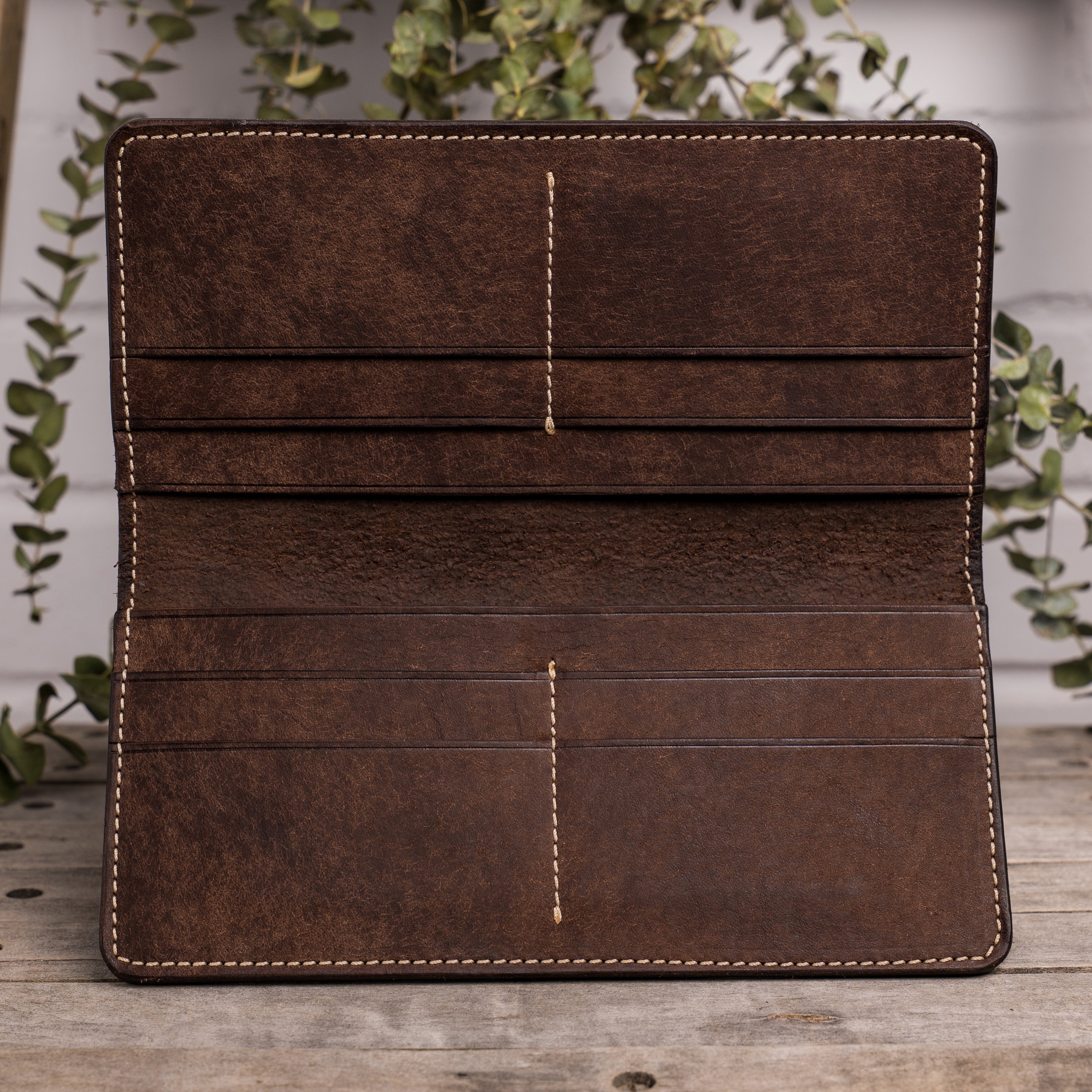 Portefeuille long en cuir fait main - Unisham